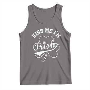 Funny Kiss Me I'm Irish St Patricks Day Tank Top Vintage Shamrock TS11 Deep Heather Print Your Wear