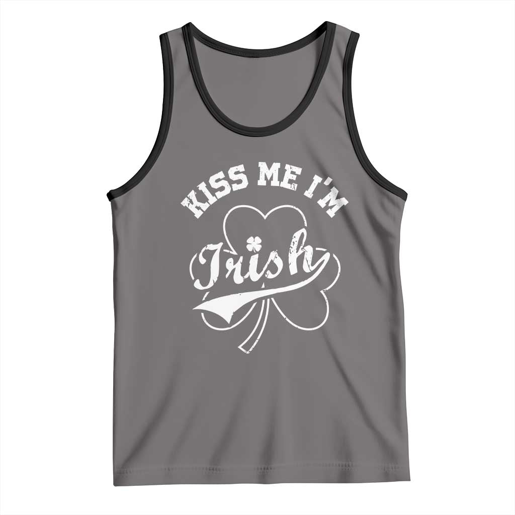 Funny Kiss Me I'm Irish St Patricks Day Tank Top Vintage Shamrock TS11 Deep Heather Black Print Your Wear