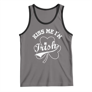 Funny Kiss Me I'm Irish St Patricks Day Tank Top Vintage Shamrock TS11 Deep Heather Black Print Your Wear
