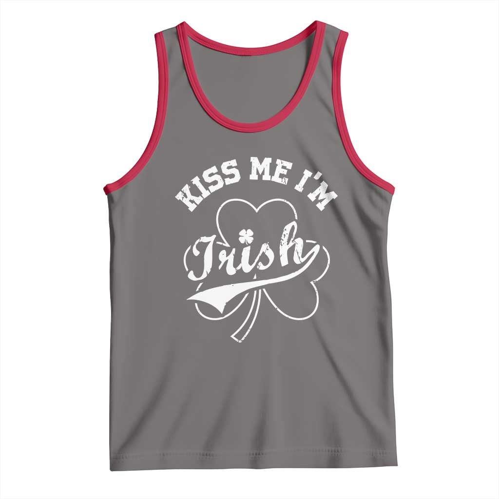 Funny Kiss Me I'm Irish St Patricks Day Tank Top Vintage Shamrock TS11 Deep Heather Red Print Your Wear