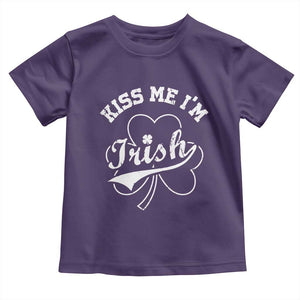 Funny Kiss Me I'm Irish St Patricks Day Toddler T Shirt Vintage Shamrock TS11 Purple Print Your Wear