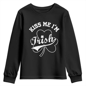Funny Kiss Me I'm Irish St Patricks Day Youth Sweatshirt Vintage Shamrock TS11 Black Print Your Wear
