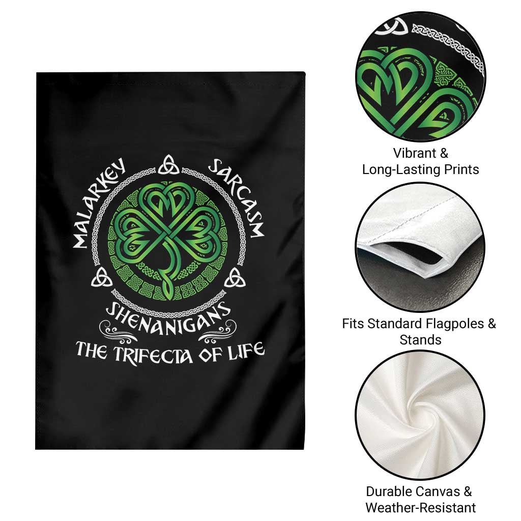 Funny St Patricks Day Irish Pride Garden Flag Malarkey Sarcasm Shenanigans The Trifecta Of Life TS11 Print Your Wear