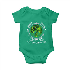 Funny St Patricks Day Irish Pride Baby Onesie Malarkey Sarcasm Shenanigans The Trifecta Of Life TS11 Irish Green Print Your Wear