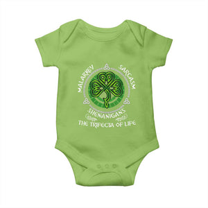 Funny St Patricks Day Irish Pride Baby Onesie Malarkey Sarcasm Shenanigans The Trifecta Of Life TS11 Lime Print Your Wear