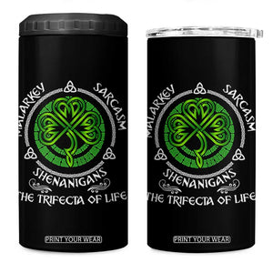 Funny St Patricks Day Irish Pride 4 in 1 Can Cooler Tumbler Malarkey Sarcasm Shenanigans The Trifecta Of Life TS11 One Size: 16 oz Black Print Your Wear