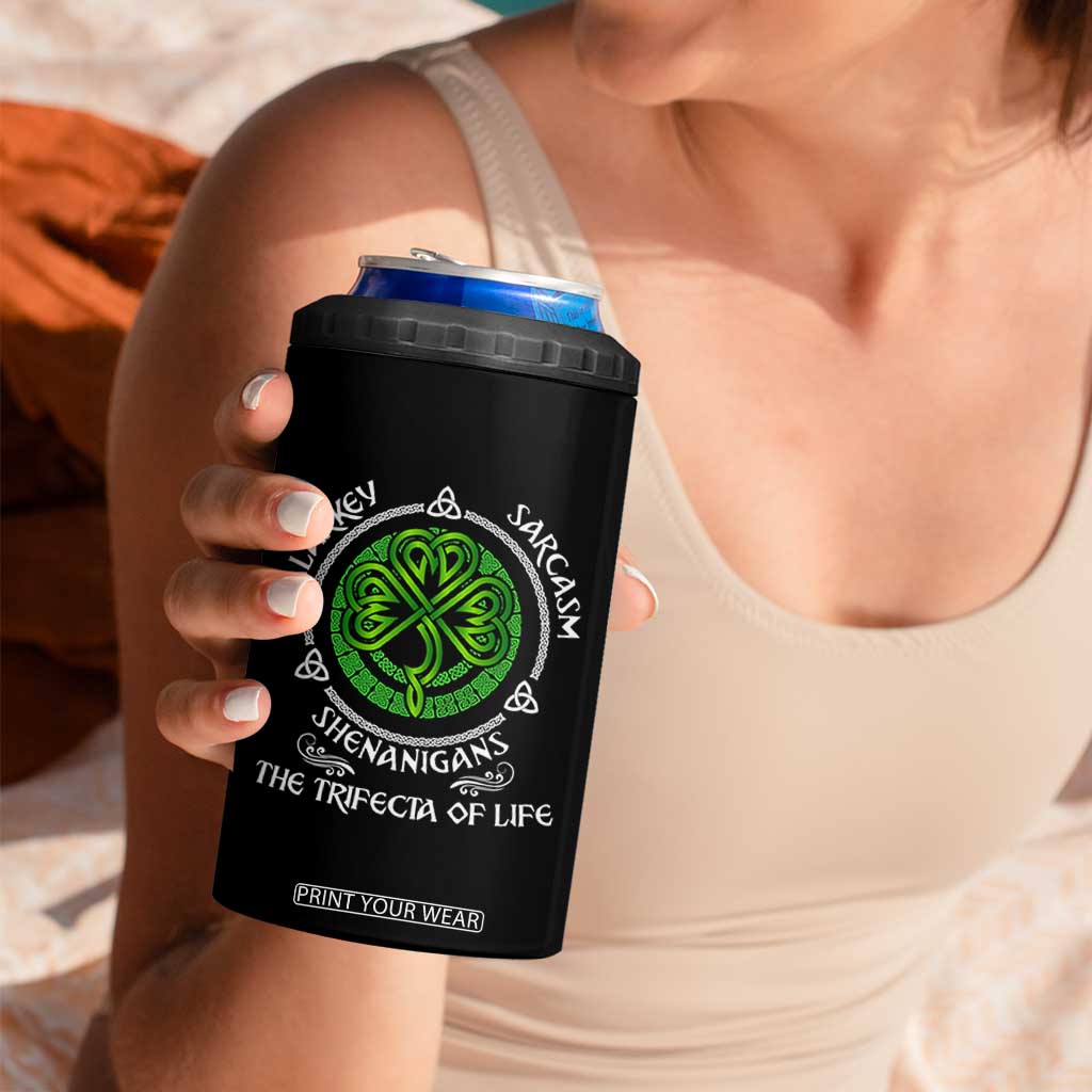 Funny St Patricks Day Irish Pride 4 in 1 Can Cooler Tumbler Malarkey Sarcasm Shenanigans The Trifecta Of Life TS11 Print Your Wear
