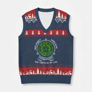 Funny St Patricks Day Irish Pride V-Neck Knit Sweater Vest Malarkey Sarcasm Shenanigans The Trifecta Of Life TS11 Navy Red Print Your Wear