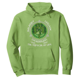 Funny St Patricks Day Irish Pride Hoodie Malarkey Sarcasm Shenanigans The Trifecta Of Life TS11 Lime Print Your Wear