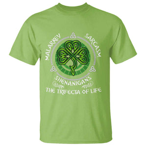 Funny St Patricks Day Irish Pride T Shirt - Malarkey Sarcasm Shenanigans The Trifecta Of Life Tee TS11 Lime Print Your Wear