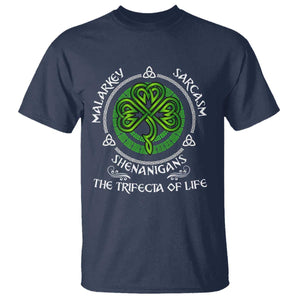 Funny St Patricks Day Irish Pride T Shirt - Malarkey Sarcasm Shenanigans The Trifecta Of Life Tee TS11 Navy Print Your Wear