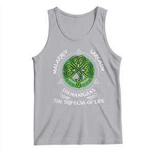 Funny St Patricks Day Irish Pride Tank Top Malarkey Sarcasm Shenanigans The Trifecta Of Life TS11 Athletic Heather Print Your Wear