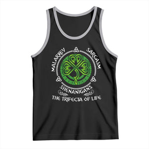 Funny St Patricks Day Irish Pride Tank Top Malarkey Sarcasm Shenanigans The Trifecta Of Life TS11 Black Athletic Heather Print Your Wear