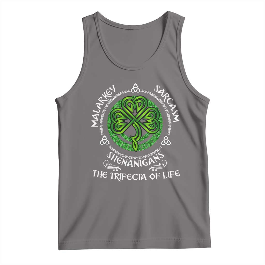 Funny St Patricks Day Irish Pride Tank Top Malarkey Sarcasm Shenanigans The Trifecta Of Life TS11 Deep Heather Print Your Wear