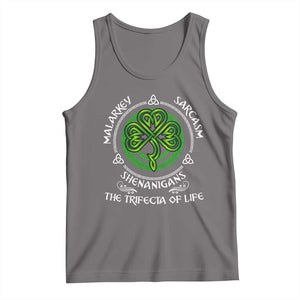 Funny St Patricks Day Irish Pride Tank Top Malarkey Sarcasm Shenanigans The Trifecta Of Life TS11 Deep Heather Print Your Wear