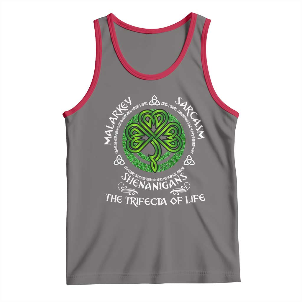 Funny St Patricks Day Irish Pride Tank Top Malarkey Sarcasm Shenanigans The Trifecta Of Life TS11 Deep Heather Red Print Your Wear