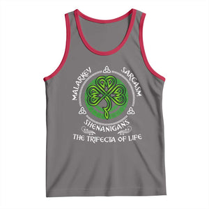 Funny St Patricks Day Irish Pride Tank Top Malarkey Sarcasm Shenanigans The Trifecta Of Life TS11 Deep Heather Red Print Your Wear