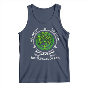 Funny St Patricks Day Irish Pride Tank Top Malarkey Sarcasm Shenanigans The Trifecta Of Life TS11 Navy Print Your Wear