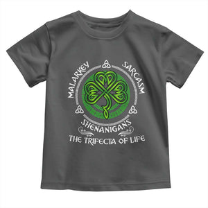 Funny St Patricks Day Irish Pride Toddler T Shirt Malarkey Sarcasm Shenanigans The Trifecta Of Life TS11 Dark Heather Print Your Wear