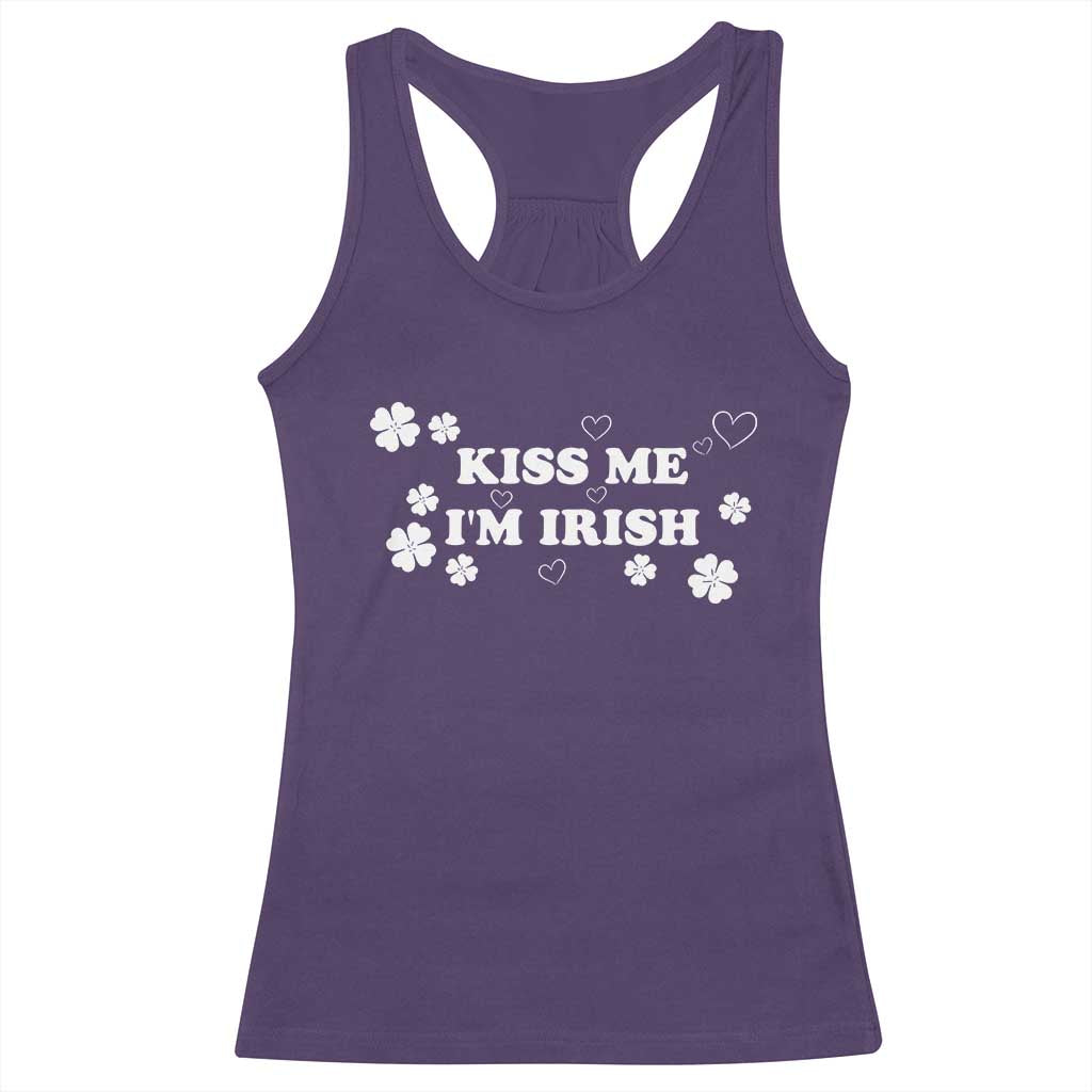 Funny Kiss Me I'm Irish St Patricks Day Racerback Tank Top TS11 Purple Print Your Wear