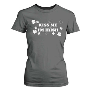 Funny Kiss Me I'm Irish St Patricks Day T Shirt For Women TS11 Dark Heather Print Your Wear