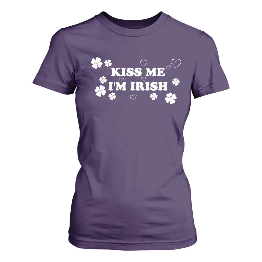 Funny Kiss Me I'm Irish St Patricks Day T Shirt For Women TS11 Purple Print Your Wear