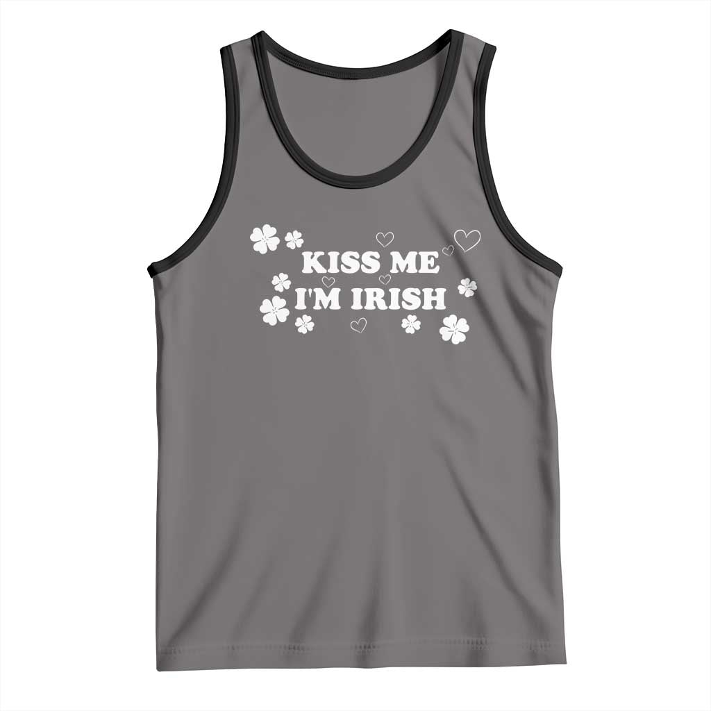 Funny Kiss Me I'm Irish St Patricks Day Tank Top TS11 Deep Heather Black Print Your Wear