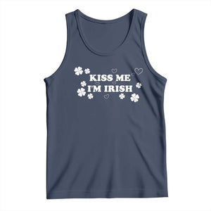 Funny Kiss Me I'm Irish St Patricks Day Tank Top TS11 Navy Print Your Wear