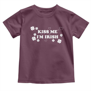 Funny Kiss Me I'm Irish St Patricks Day Toddler T Shirt TS11 Maroon Print Your Wear