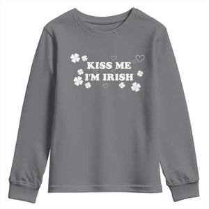 Funny Kiss Me I'm Irish St Patricks Day Youth Sweatshirt TS11 Charcoal Print Your Wear