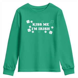 Funny Kiss Me I'm Irish St Patricks Day Youth Sweatshirt TS11 Irish Green Print Your Wear