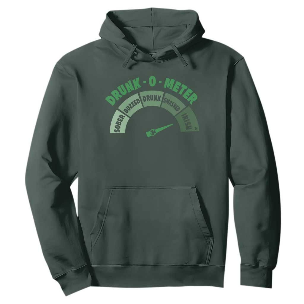 Funny Irish St. Patrick's Day Hoodie Drunk-O-Meter Drinking Party Shamrock TS11 Dark Forest Green Print Your Wear