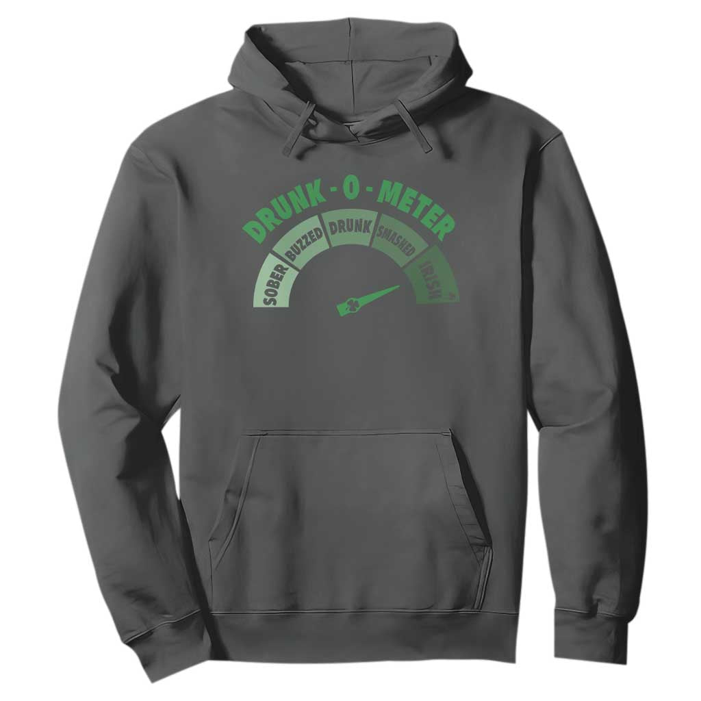 Funny Irish St. Patrick's Day Hoodie Drunk-O-Meter Drinking Party Shamrock TS11 Dark Heather Print Your Wear