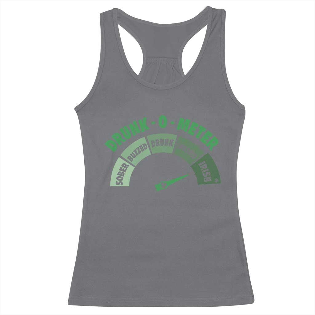 Funny Irish St. Patrick's Day Racerback Tank Top Drunk-O-Meter Drinking Party Shamrock TS11 Charcoal Print Your Wear
