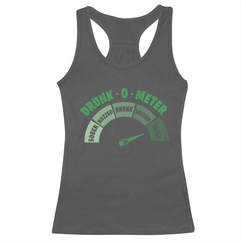 Funny Irish St. Patrick's Day Racerback Tank Top Drunk-O-Meter Drinking Party Shamrock TS11 Dark Heather Print Your Wear