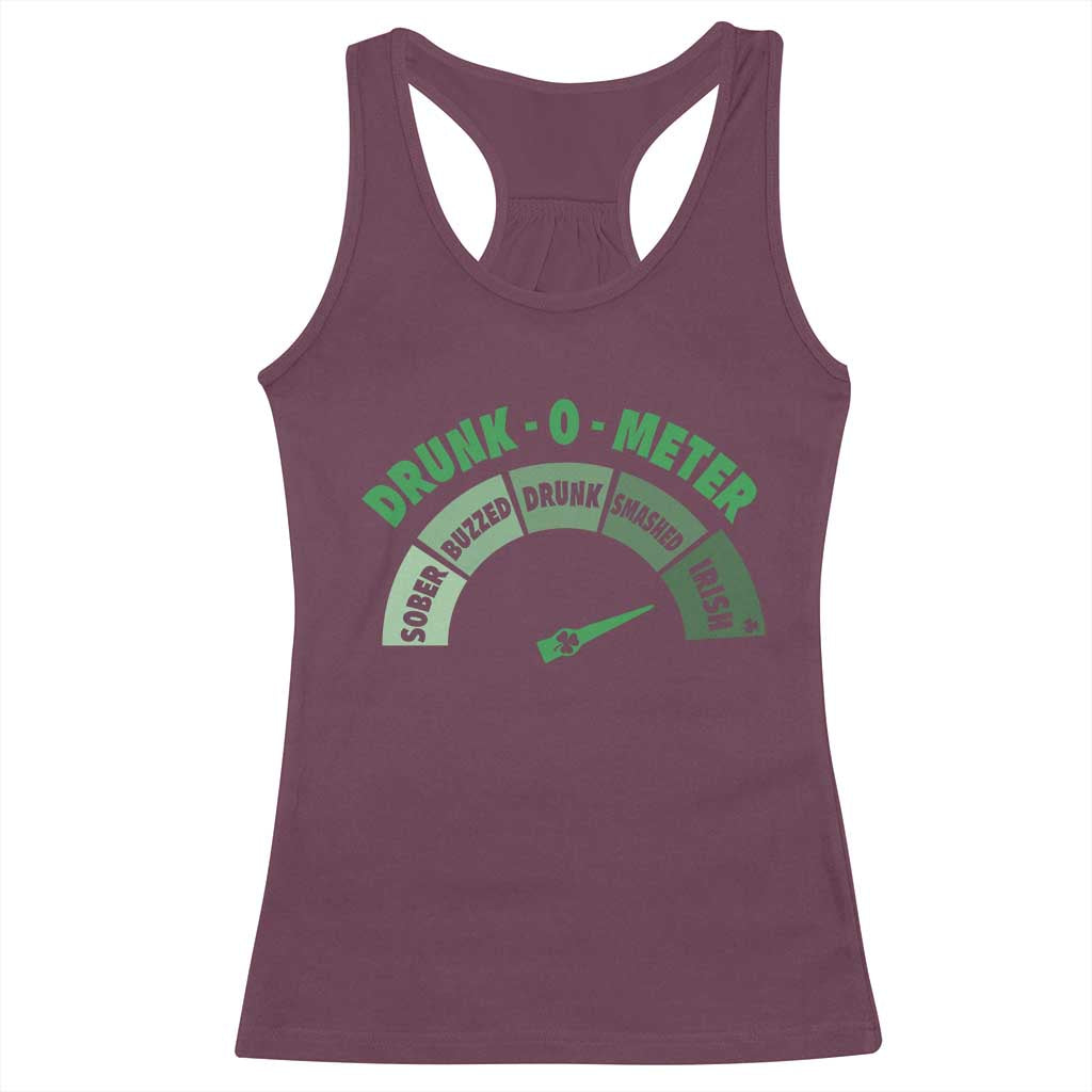 Funny Irish St. Patrick's Day Racerback Tank Top Drunk-O-Meter Drinking Party Shamrock TS11 Maroon Print Your Wear