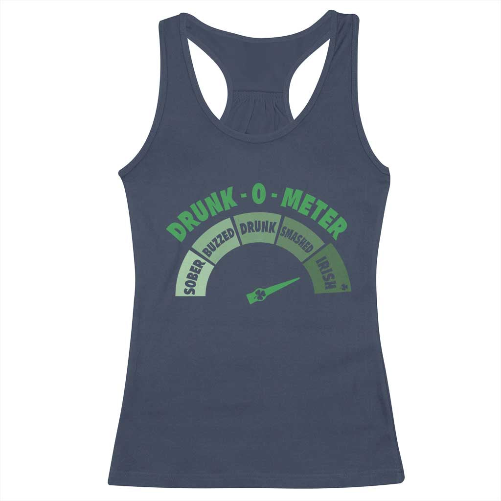 Funny Irish St. Patrick's Day Racerback Tank Top Drunk-O-Meter Drinking Party Shamrock TS11 Navy Print Your Wear