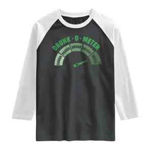 Funny Irish St. Patrick's Day Raglan Shirt Drunk-O-Meter Drinking Party Shamrock TS11 Black White Print Your Wear