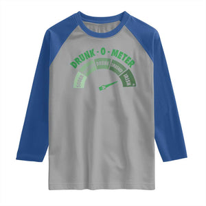 Funny Irish St. Patrick's Day Raglan Shirt Drunk-O-Meter Drinking Party Shamrock TS11 Sport Gray Royal Print Your Wear