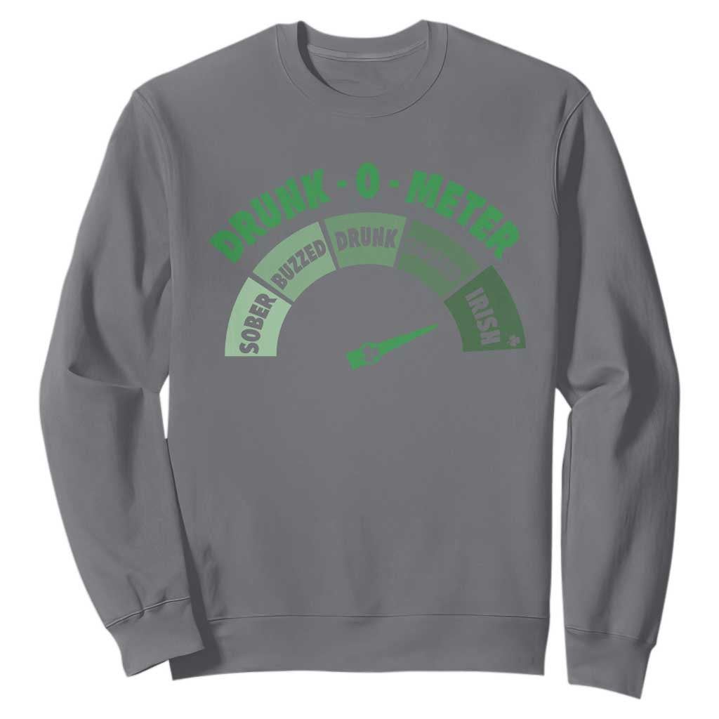 Funny Irish St. Patrick's Day Sweatshirt Drunk-O-Meter Drinking Party Shamrock TS11 Charcoal Print Your Wear