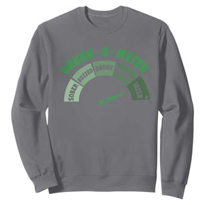 Funny Irish St. Patrick's Day Sweatshirt Drunk-O-Meter Drinking Party Shamrock TS11 Charcoal Print Your Wear