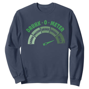 Funny Irish St. Patrick's Day Sweatshirt Drunk-O-Meter Drinking Party Shamrock TS11 Navy Print Your Wear