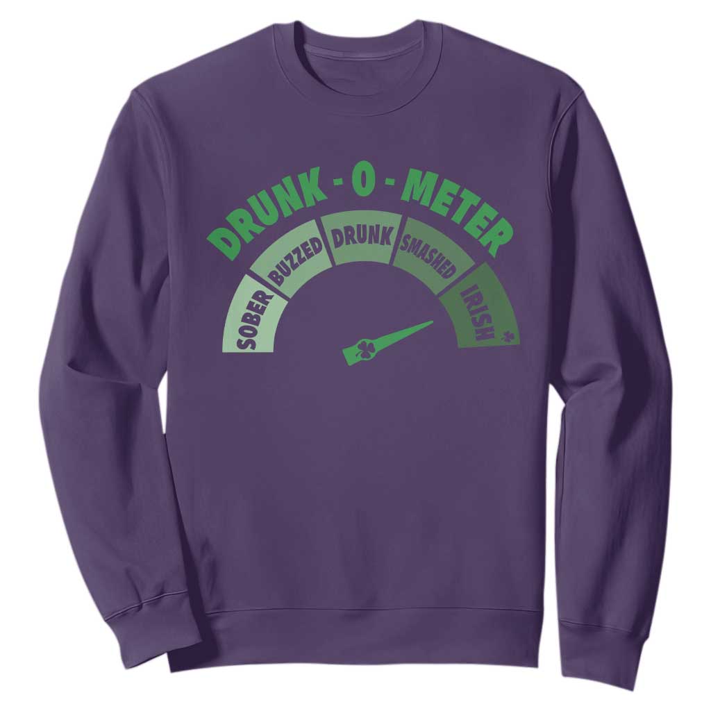 Funny Irish St. Patrick's Day Sweatshirt Drunk-O-Meter Drinking Party Shamrock TS11 Purple Print Your Wear
