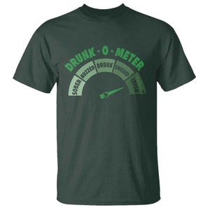 Funny Irish St. Patrick's Day T Shirt Drunk-O-Meter Drinking Party Shamrock TS11 Dark Forest Green Print Your Wear