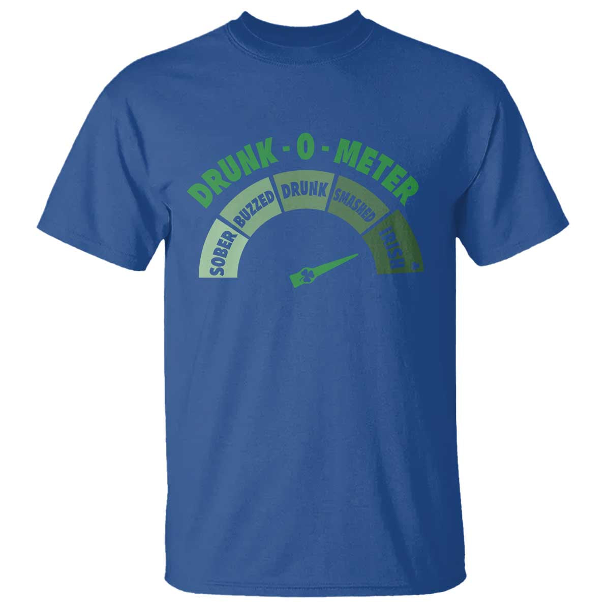 Funny Irish St. Patrick's Day T Shirt Drunk-O-Meter Drinking Party Shamrock TS11 Royal Blue Print Your Wear