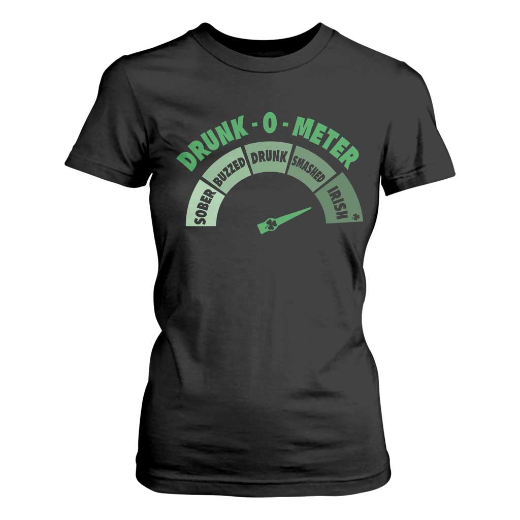 Funny Irish St. Patrick's Day T Shirt For Women Drunk-O-Meter Drinking Party Shamrock TS11 Black Print Your Wear