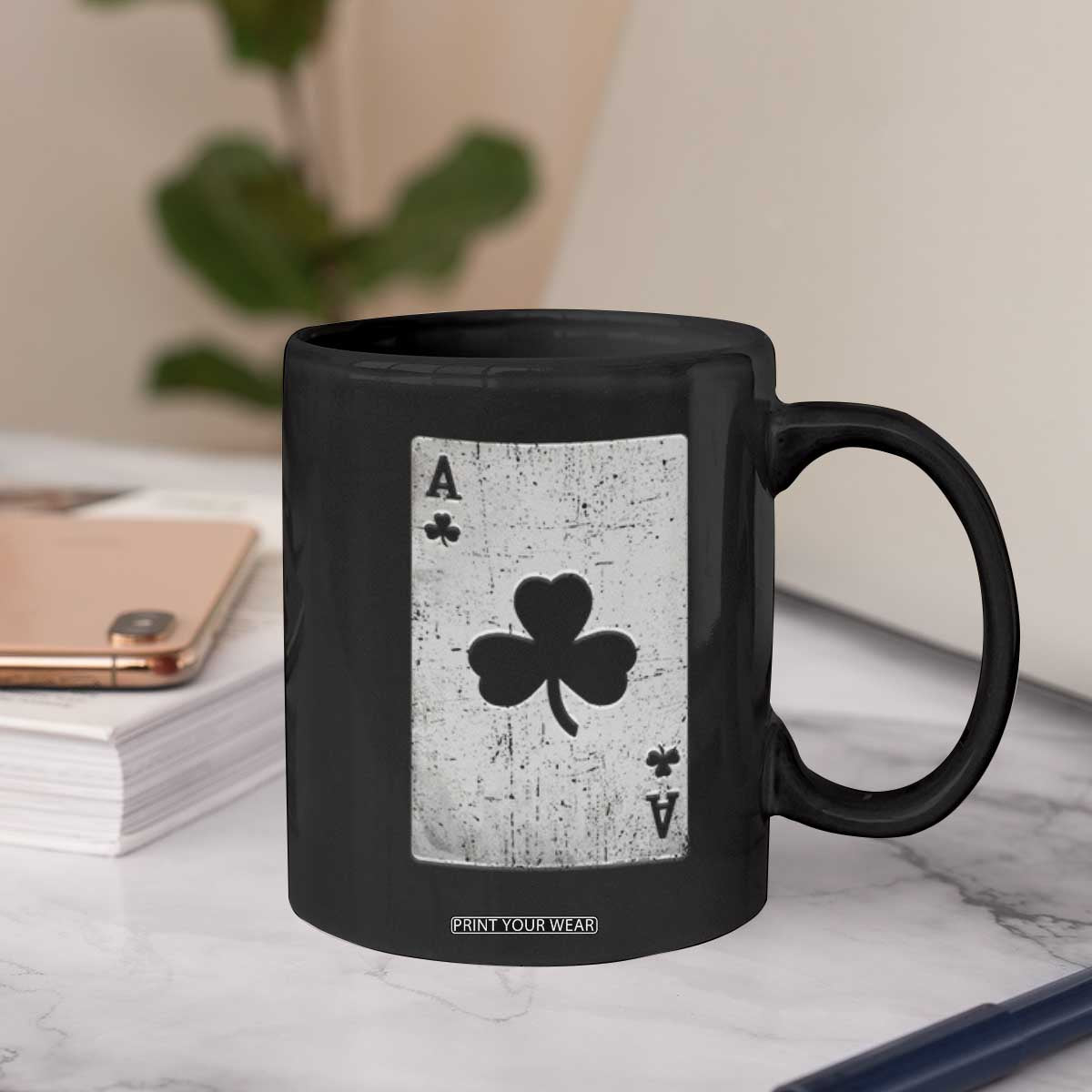 Funny St Patrick's Day Shamrock Clubs Poker Card Coffee Mug TS11 Print Your Wear