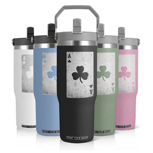 Funny St Patrick's Day Shamrock Clubs Poker Card Flip Straw Tumbler TS11 Print Your Wear