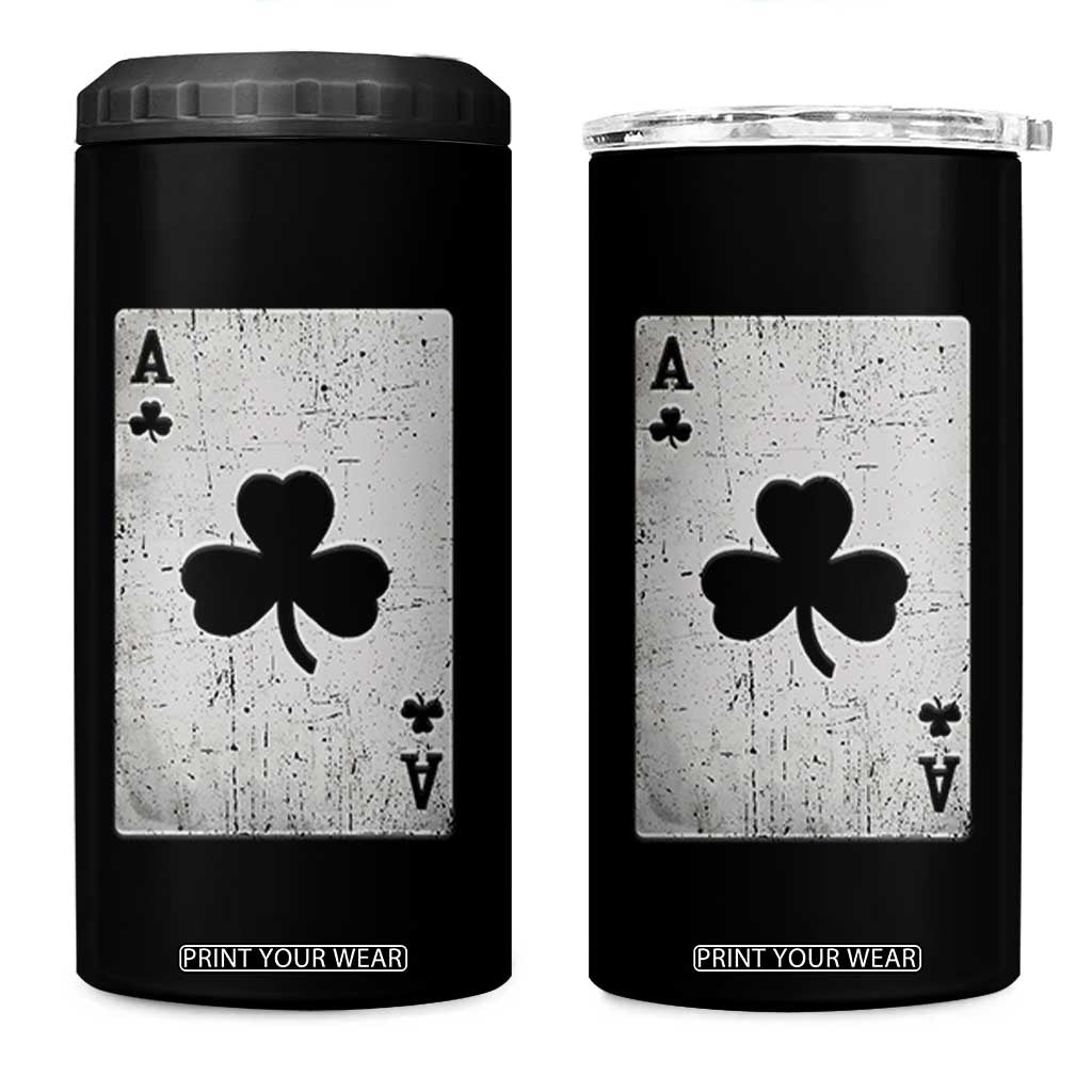 Funny St Patrick's Day Shamrock Clubs Poker Card 4 in 1 Can Cooler Tumbler TS11 One Size: 16 oz Black Print Your Wear