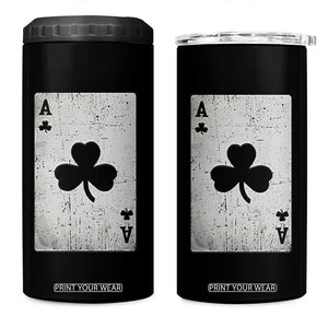 Funny St Patrick's Day Shamrock Clubs Poker Card 4 in 1 Can Cooler Tumbler TS11 One Size: 16 oz Black Print Your Wear